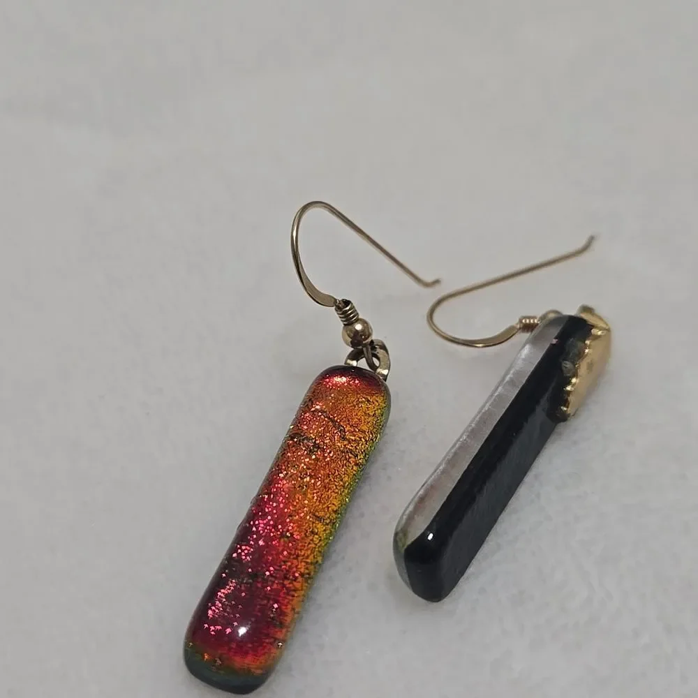 14k Gold Dichroic Glass Earrings
